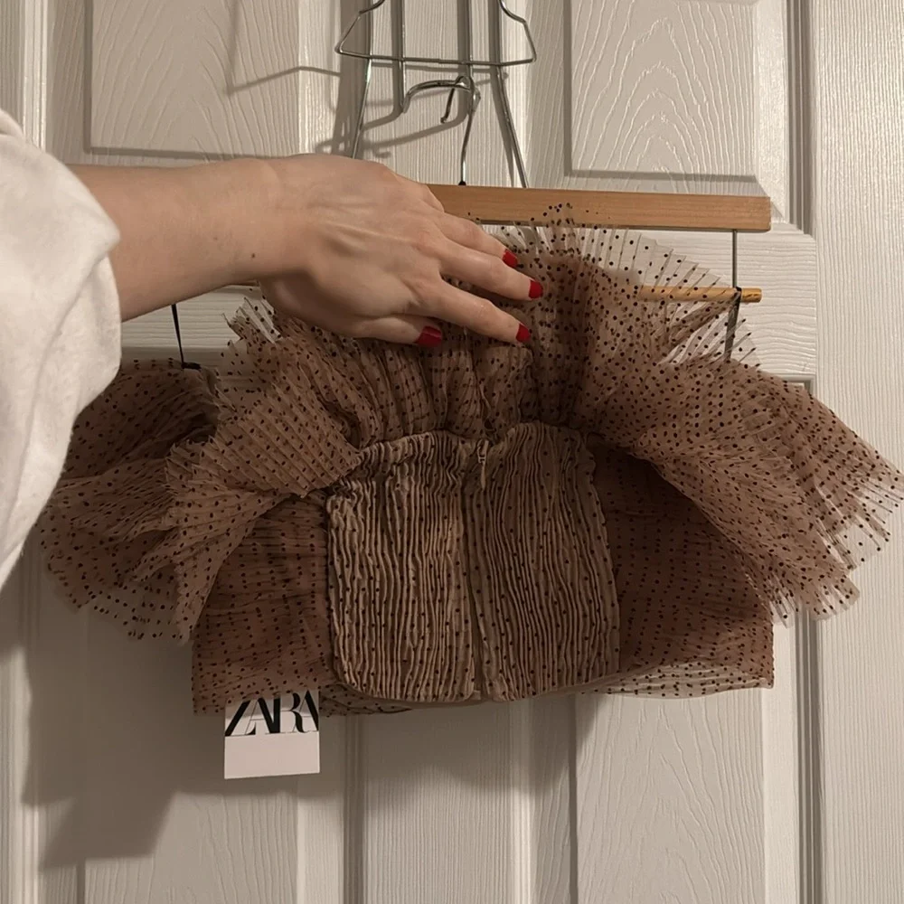 NWT Zara Tulle polka dot nude bustier top. - Picture 5 of 7